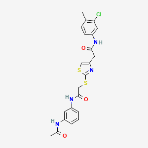 N-(3-acetamidophenyl)-2-((4-(2-((3-chloro-4-methylphenyl)amino)-2-oxoethyl)thiazol-2-yl)thio)acetamide