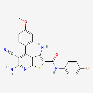 molecular formula C22H16BrN5O2S B2597129 3,6-diamino-N-(4-bromophenyl)-5-cyano-4-(4-methoxyphenyl)thieno[2,3-b]pyridine-2-carboxamide CAS No. 361477-94-3