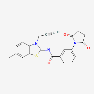 molecular formula C22H17N3O3S B2597137 3-(2,5-dioxopyrrolidin-1-yl)-N-(6-methyl-3-prop-2-ynyl-1,3-benzothiazol-2-ylidene)benzamide CAS No. 865180-85-4