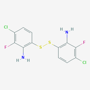 molecular formula C12H8Cl2F2N2S2 B2597138 6-[(2-Amino-4-chloro-3-fluorophenyl)disulfanyl]-3-chloro-2-fluoroaniline CAS No. 2470440-38-9