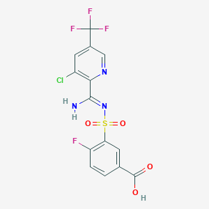 3-({[3-Chloro-5-(trifluoromethyl)pyridin-2-yl]methanimidamido}sulfonyl)-4-fluorobenzoic acid