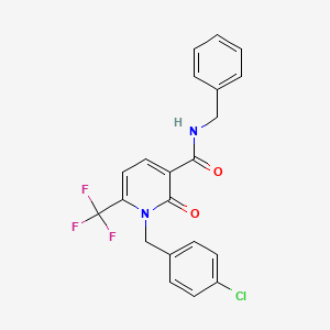 N-benzyl-1-[(4-chlorophenyl)methyl]-2-oxo-6-(trifluoromethyl)pyridine-3-carboxamide