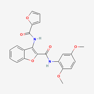 molecular formula C22H18N2O6 B2597150 N-(2,5-二甲氧基苯基)-3-(呋喃-2-甲酰胺基)苯并呋喃-2-甲酰胺 CAS No. 872609-33-1