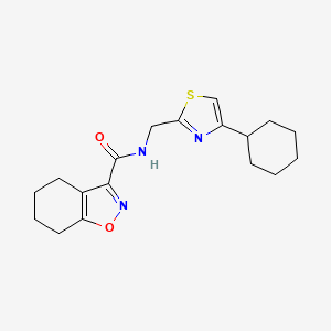 molecular formula C18H23N3O2S B2597157 N-((4-cyclohexylthiazol-2-yl)methyl)-4,5,6,7-tetrahydrobenzo[d]isoxazole-3-carboxamide CAS No. 2034490-53-2