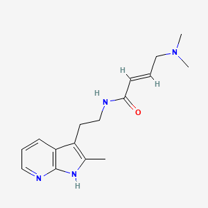 molecular formula C16H22N4O B2597162 (E)-4-(Dimethylamino)-N-[2-(2-methyl-1H-pyrrolo[2,3-b]pyridin-3-yl)ethyl]but-2-enamide CAS No. 2411335-79-8