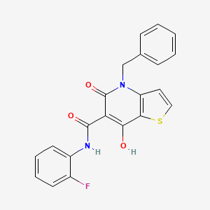 molecular formula C21H15FN2O3S B2597165 4-benzyl-N-(2-fluorophenyl)-7-hydroxy-5-oxo-4,5-dihydrothieno[3,2-b]pyridine-6-carboxamide CAS No. 1351804-69-7