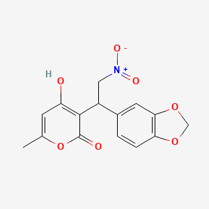 molecular formula C15H13NO7 B2597171 3-[1-(1,3-benzodioxol-5-yl)-2-nitroethyl]-4-hydroxy-6-methyl-2H-pyran-2-one CAS No. 329267-81-4
