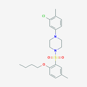 molecular formula C22H29ClN2O3S B2597173 1-(2-Butoxy-5-methylbenzenesulfonyl)-4-(3-chloro-4-methylphenyl)piperazine CAS No. 2361680-51-3