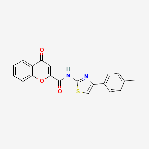 molecular formula C20H14N2O3S B2597181 4-oxo-N-(4-(p-tolyl)thiazol-2-yl)-4H-chromene-2-carboxamide CAS No. 361166-32-7