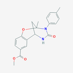 molecular formula C20H20N2O4 B2597189 methyl 2-methyl-4-oxo-3-(p-tolyl)-3,4,5,6-tetrahydro-2H-2,6-methanobenzo[g][1,3,5]oxadiazocine-8-carboxylate CAS No. 899962-60-8