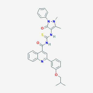 N-(1,5-DIMETHYL-3-OXO-2-PHENYL-2,3-DIHYDRO-1H-PYRAZOL-4-YL)-N'-{[2-(3-ISOBUTOXYPHENYL)-4-QUINOLYL]CARBONYL}THIOUREA