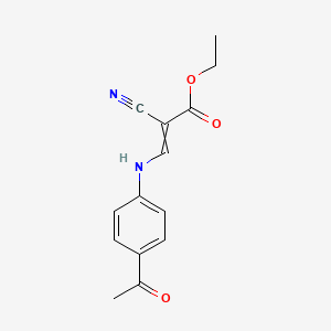 molecular formula C14H14N2O3 B2597190 ethyl (E)-3-(4-acetylanilino)-2-cyano-2-propenoate CAS No. 59747-01-2