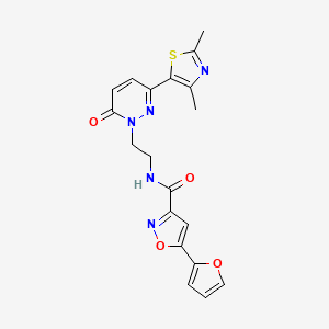 molecular formula C19H17N5O4S B2597195 N-(2-(3-(2,4-二甲基噻唑-5-基)-6-氧代哒嗪-1(6H)-基)乙基)-5-(呋喃-2-基)异恶唑-3-甲酰胺 CAS No. 1251616-43-9