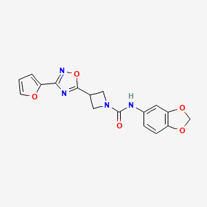 molecular formula C17H14N4O5 B2597196 N-(benzo[d][1,3]dioxol-5-yl)-3-(3-(furan-2-yl)-1,2,4-oxadiazol-5-yl)azetidine-1-carboxamide CAS No. 1428358-98-8