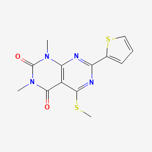 molecular formula C13H12N4O2S2 B2597203 1,3-Dimethyl-5-methylsulfanyl-7-thiophen-2-ylpyrimido[4,5-d]pyrimidine-2,4-dione CAS No. 847191-39-3