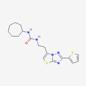 1-Cycloheptyl-3-(2-(2-(thiophen-2-yl)thiazolo[3,2-b][1,2,4]triazol-6-yl)ethyl)urea