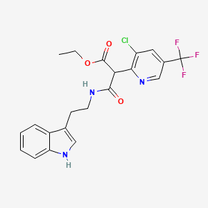 molecular formula C21H19ClF3N3O3 B2597225 ethyl 2-[3-chloro-5-(trifluoromethyl)-2-pyridinyl]-3-{[2-(1H-indol-3-yl)ethyl]amino}-3-oxopropanoate CAS No. 478258-03-6