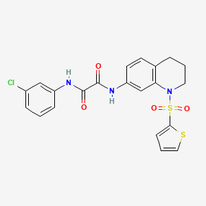 molecular formula C21H18ClN3O4S2 B2597245 N1-(3-chlorophenyl)-N2-(1-(thiophen-2-ylsulfonyl)-1,2,3,4-tetrahydroquinolin-7-yl)oxalamide CAS No. 898430-44-9