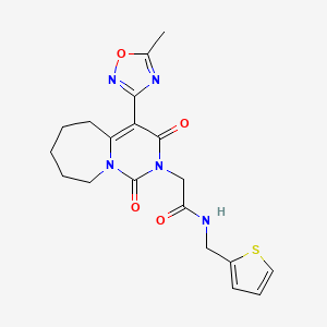 molecular formula C19H21N5O4S B2597247 2-[4-(5-methyl-1,2,4-oxadiazol-3-yl)-1,3-dioxo-3,5,6,7,8,9-hexahydropyrimido[1,6-a]azepin-2(1H)-yl]-N-(2-thienylmethyl)acetamide CAS No. 1775338-51-6