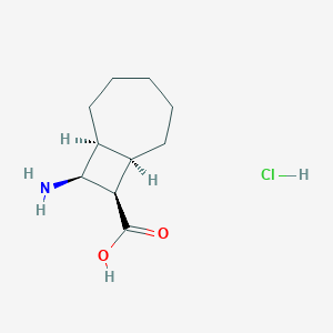 molecular formula C10H18ClNO2 B2597250 (1S,7R,8R,9S)-9-Aminobicyclo[5.2.0]nonane-8-carboxylic acid;hydrochloride CAS No. 2418596-61-7