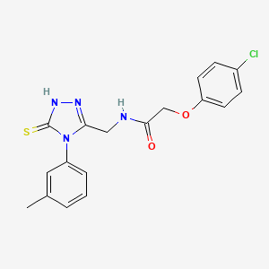 molecular formula C18H17ClN4O2S B2597254 2-(4-chlorophenoxy)-N-[[4-(3-methylphenyl)-5-sulfanylidene-1H-1,2,4-triazol-3-yl]methyl]acetamide CAS No. 391888-09-8