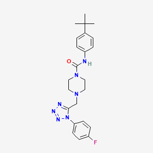 molecular formula C23H28FN7O B2597269 N-(4-(tert-butyl)phenyl)-4-((1-(4-fluorophenyl)-1H-tetrazol-5-yl)methyl)piperazine-1-carboxamide CAS No. 1040652-72-9
