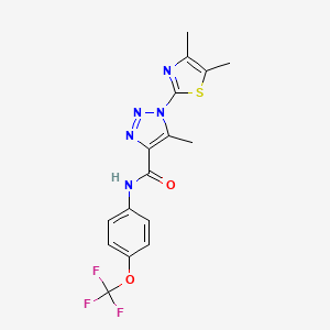 molecular formula C16H14F3N5O2S B2597279 1-(4,5-dimethylthiazol-2-yl)-5-methyl-N-(4-(trifluoromethoxy)phenyl)-1H-1,2,3-triazole-4-carboxamide CAS No. 1251560-90-3