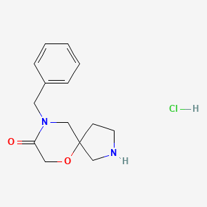 molecular formula C14H19ClN2O2 B2597294 9-苄基-6-氧代-2,9-二氮杂螺[4.5]癸-8-酮盐酸盐 CAS No. 2094622-54-3