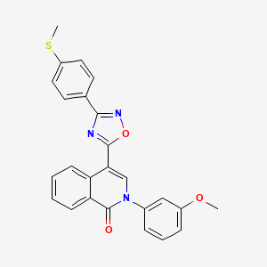 molecular formula C25H19N3O3S B2597302 2-(3-methoxyphenyl)-4-(3-(4-(methylthio)phenyl)-1,2,4-oxadiazol-5-yl)isoquinolin-1(2H)-one CAS No. 1358399-36-6