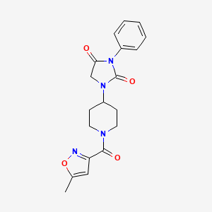 molecular formula C19H20N4O4 B2597304 1-(1-(5-甲基异噁唑-3-羰基)哌啶-4-基)-3-苯基咪唑烷-2,4-二酮 CAS No. 2034418-58-9