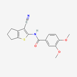 molecular formula C17H16N2O3S B2597313 N-(3-cyano-5,6-dihydro-4H-cyclopenta[b]thiophen-2-yl)-3,4-dimethoxybenzamide CAS No. 324538-64-9
