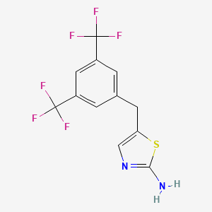 molecular formula C12H8F6N2S B2597315 5-{[3,5-Bis(trifluoromethyl)phenyl]methyl}-1,3-thiazol-2-amine CAS No. 937631-44-2