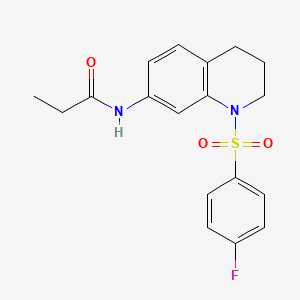 molecular formula C18H19FN2O3S B2597324 N-[1-(4-fluorophenyl)sulfonyl-3,4-dihydro-2H-quinolin-7-yl]propanamide CAS No. 1005302-25-9