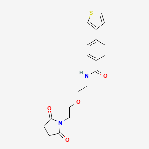 molecular formula C19H20N2O4S B2597328 N-(2-(2-(2,5-dioxopyrrolidin-1-yl)ethoxy)ethyl)-4-(thiophen-3-yl)benzamide CAS No. 2309349-44-6