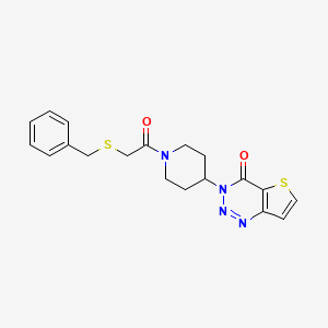 molecular formula C19H20N4O2S2 B2597329 3-(1-(2-(benzylthio)acetyl)piperidin-4-yl)thieno[3,2-d][1,2,3]triazin-4(3H)-one CAS No. 2034554-59-9