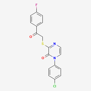 1-(4-chlorophenyl)-3-((2-(4-fluorophenyl)-2-oxoethyl)thio)pyrazin-2(1H)-one