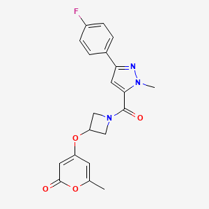 molecular formula C20H18FN3O4 B2597338 4-((1-(3-(4-fluorophényl)-1-méthyl-1H-pyrazole-5-carbonyl)azétidin-3-yl)oxy)-6-méthyl-2H-pyran-2-one CAS No. 1795300-11-6