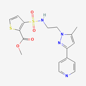 molecular formula C17H18N4O4S2 B2597360 3-(N-(2-(5-甲基-3-(吡啶-4-基)-1H-吡唑-1-基)乙基)磺酰胺基)噻吩-2-羧酸甲酯 CAS No. 2034505-74-1