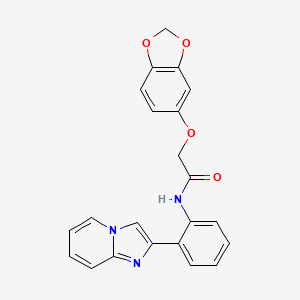 molecular formula C22H17N3O4 B2597365 2-(benzo[d][1,3]dioxol-5-yloxy)-N-(2-(imidazo[1,2-a]pyridin-2-yl)phenyl)acetamide CAS No. 1795457-13-4