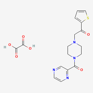 molecular formula C17H18N4O6S B2597386 2-(4-(Pyrazine-2-carbonyl)piperazin-1-yl)-1-(thiophen-2-yl)ethanone oxalate CAS No. 1351661-03-4