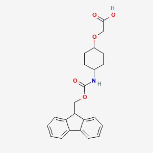 molecular formula C23H25NO5 B2597391 2-{[4-({[(9H-芴-9-基)甲氧基]羰基}氨基)环己基]氧基}乙酸，非对映异构体的混合物 CAS No. 2137786-89-9