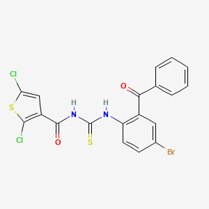 molecular formula C19H11BrCl2N2O2S2 B2597392 N-((2-benzoyl-4-bromophenyl)carbamothioyl)-2,5-dichlorothiophene-3-carboxamide CAS No. 397279-70-8