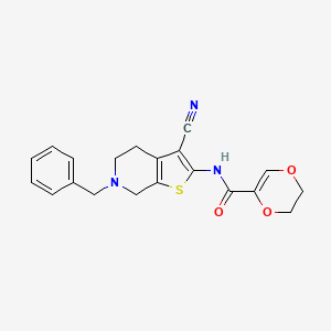 molecular formula C20H19N3O3S B2597411 N-(6-benzyl-3-cyano-5,7-dihydro-4H-thieno[2,3-c]pyridin-2-yl)-2,3-dihydro-1,4-dioxine-5-carboxamide CAS No. 864938-28-3