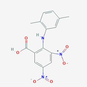 molecular formula C15H13N3O6 B2597419 Ácido 2-(2,5-dimetilamino)-3,5-dinitrobenzoico CAS No. 780758-56-7