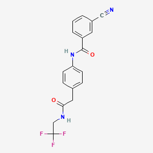 molecular formula C18H14F3N3O2 B2597426 3-cyano-N-(4-(2-oxo-2-((2,2,2-trifluoroethyl)amino)ethyl)phenyl)benzamide CAS No. 1234902-63-6
