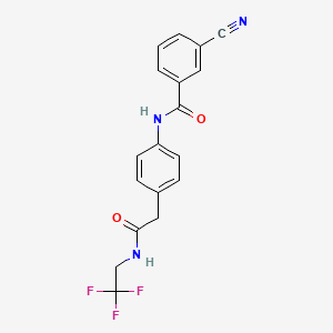 molecular formula C18H14F3N3O2 B2597426 3-cyano-N-(4-(2-oxo-2-((2,2,2-trifluoroéthyl)amino)éthyl)phényl)benzamide CAS No. 1234902-63-6