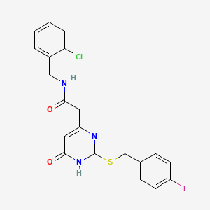 molecular formula C20H17ClFN3O2S B2597430 N-(2-chlorobenzyl)-2-(2-((4-fluorobenzyl)thio)-6-oxo-1,6-dihydropyrimidin-4-yl)acetamide CAS No. 1040645-56-4