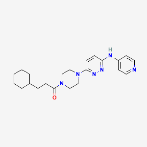 molecular formula C22H30N6O B2597431 3-Cyclohexyl-1-(4-(6-(pyridin-4-ylamino)pyridazin-3-yl)piperazin-1-yl)propan-1-one CAS No. 1040647-50-4