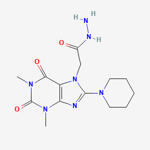 molecular formula C14H21N7O3 B2597436 2-(1,3-二甲基-2,6-二氧代-8-(哌啶-1-基)-2,3-二氢-1H-嘌呤-7(6H)-基)乙酰肼 CAS No. 900013-38-9