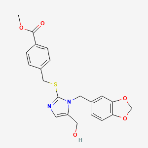 methyl 4-(((1-(benzo[d][1,3]dioxol-5-ylmethyl)-5-(hydroxymethyl)-1H-imidazol-2-yl)thio)methyl)benzoate